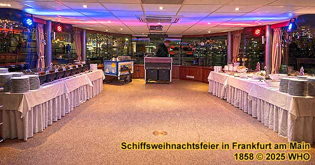 Warmes Weihnachtsfeier-Buffet, Kaltes Buffet und DJ an der Tanzfl�che auf dem Mainschiff
