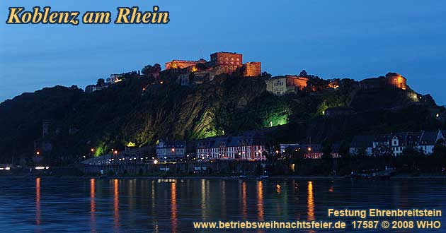 Weihnachtsfeier Koblenz am Rhein, Betriebsweihnachtsfeier Schifffahrt ab Deutsches Eck.