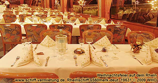 Betriebsweihnachtsfeier Weihnachtsfeier bei Köln, Bonn, Koblenz, Mainz und Mannheim am Rhein sowie Frankfurt am Main