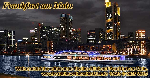 Weihnachtsfeier mit bestem Skyline-Blick auf Frankfurt am Main.
